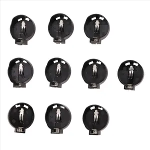 10pcs Black Round Button Battery Holder Case for CR2032 2016 2025