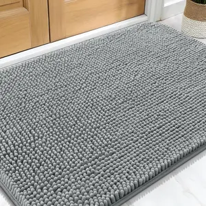 Dog Door Mat for Muddy Paws 30x20 – Absorbent Chenille Doormat for Entryway, Traps Dirt & Moisture, Non-Slip Quick-Dry Washable Indoor Rug, Grey