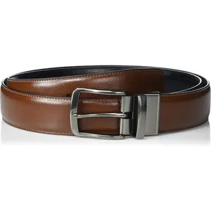 Men's Portfolio Reversible Bonded Leather Stitch & Heat Crease Dress Belt