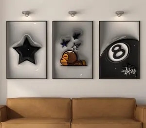 Set of 3 HypeBeast Decor, Cool Wall Art, 3D Wall prints, Prints