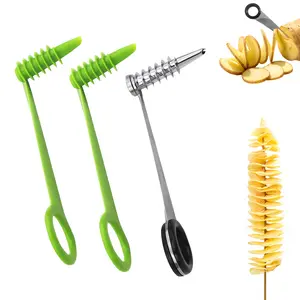 3PCS Spiral Cutter,Piranha Spiral Cutter,Potato Cutters Peelers,Stainless Steel&Plastic Flower Curler,Manual Spiral Slicer for Boiled Eggs,Tomato,Zucchini,Vegetables,Cucumbers and Carrots,Kitchen Tool