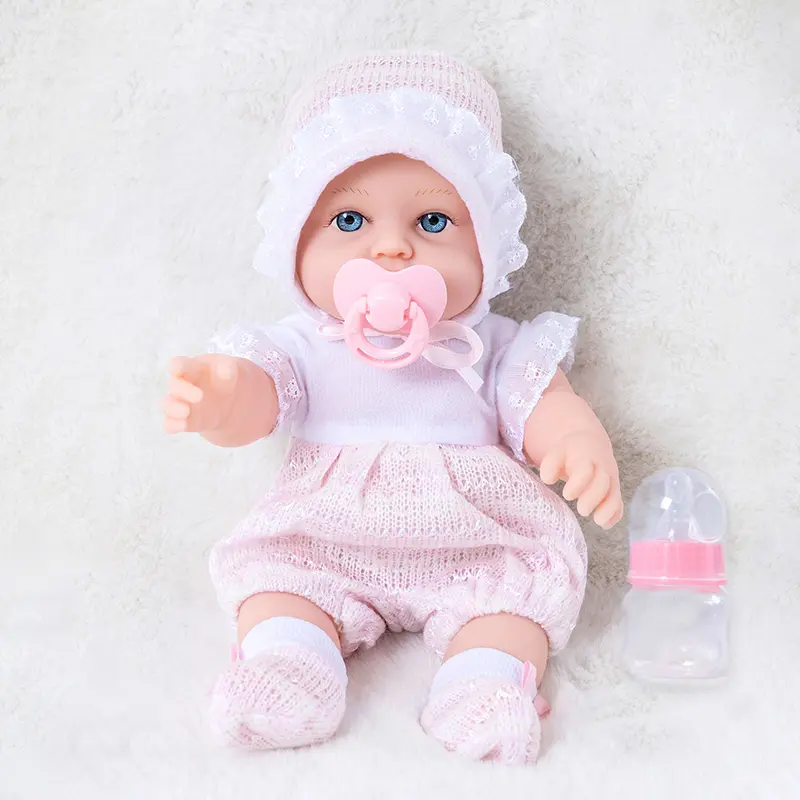 30cm/20inc simulated baby doll, paired with set and bottle. The best children's holiday gift Soft Doll Dress Up Doll