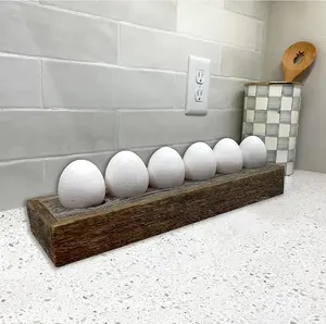 BarnwoodUSA Rustic Reclaimed Wood Egg Storage Organizer - 12-Egg Countertop Sorter Tray, Weathered Gray Eco-Friendly Practical Rustic Large Appliance Parts & Accessories for Kitchen Use