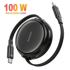 Toocki 100W Retractable USB C to USB C Cable Fast Charging Cord for iPhone 16 15 Pro Plus Pro Max MacBook iPad Pro Samsung S24/S23 Cellphone Electronic Charger Device