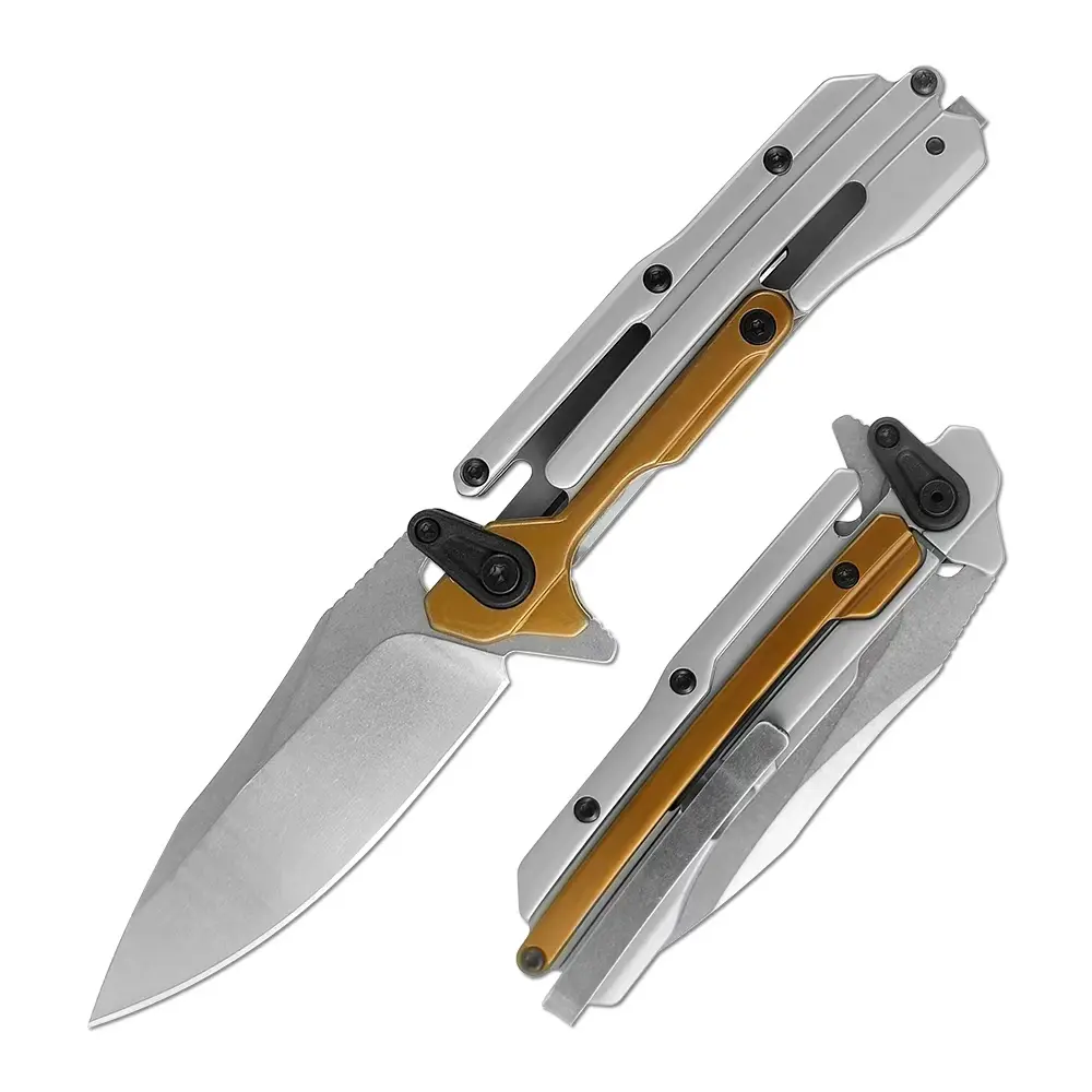 Portable Aluminum Frame Utility Cutter - 10cm Pocket  Tool with Quick-Open Mechanism, Manual Retractable, Stainless Steel Blade for Adults’ Camping, Household Tasks (Boxed)  items, Hiking / Light Outdoor edc everyday convenience, Centimeters