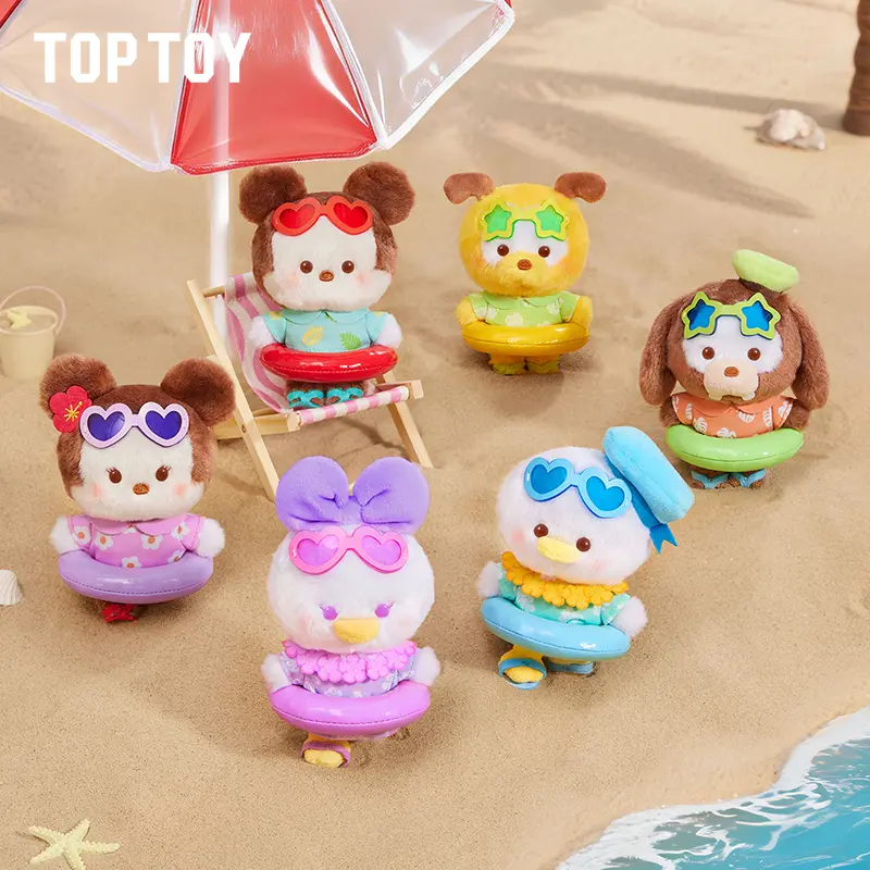 TOPTOY Disney Summer Swim Ring Series Plush charm Blind Box,Cute Figures, Desktop Ornament, Collectible Toys, Holiday & Birthday Gift, tiktokshopbacktoschool