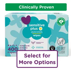 Sensitive Plus Wipes 400ct Clinically Proven for Sensitive Skin Fragrance Free 7.0 x 6.8 Inch Moisturizes and Soothes