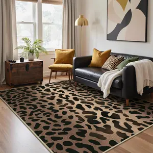 【SummerVibes】GENIMO Leopard Runner Rug Washable Non-Slip, Low Pile Animal Print Hallway Rug, Lightweight Carpet for Entryway Kitchen Bedroom