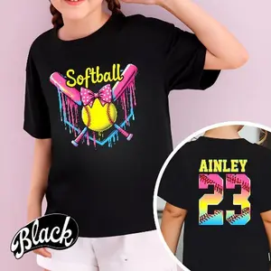 Custom Name Number Softball Shirt, Vibrant Color Game Day Shirt, Softball Team Mascot Shirt, Personalized Softball Mom Shirt