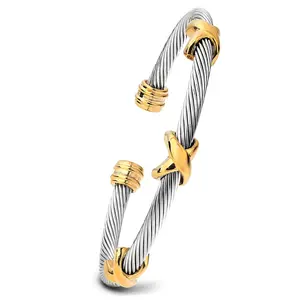 Dream Bracelet - Gold Silver - Stainless Steel Twisted Cable Bracelet For Women