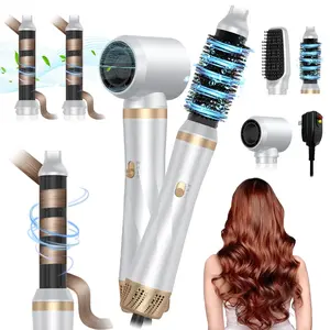 5 In 1 Blow Dryer Brush, Detachable Hot Air Brush Set, Negative Ionic Hair Dryer Styling Tool Set, Round Hot Air Straightener Brush Volumizer Thermal Brush, Hair-Wrap Curler Wand, Multifunctional Hair Dryer, Multi Styler, Hairdryer Fast Drying