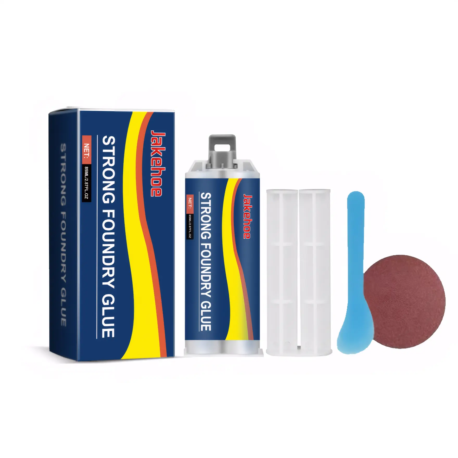 Iron/Steel Cast Repair AB Glue Set with Liquid Metal Filler, Fast Drying Adhesive, High-Strength Glue, High-Temperature Metal Defect Fixer with Single-Application Long-Lasting Bond