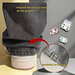 4pcs/8pcs/12pcs Pants Leg Shorteners with Hidden Clips, Waterproof, Durable, Portable, Prevents Dragging, Suitable for Jeans and Regular Pants