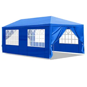 Outdoor Party Tent 10'x20' - Wedding Graduation Backyard Events - Waterproof Removable Sidewalls Spacious for 30 People Blue Canopy and Sunshade Patio Canopy