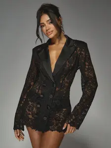 MISSGUIDED Double Breasted Lace Blazer Mini Dress With Scalloped Hem