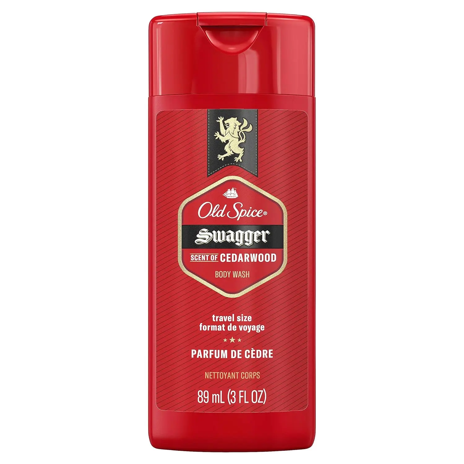Old Spice Refreshing Body Wash for Men 3X Defense 24/7 Shower Fresh with Long Lasting Scent Travel Size Red Collection Swagger with Cedarwood Scent 89 mL