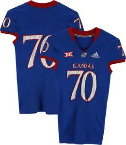 Kansas Jayhawks Team-Issued #70 Blue Jersey from the 2018-21 NCAA Football Seasons - Size L - Fanatics Authentic Certified