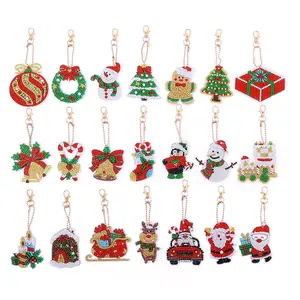 21 pieces/set, DIY Diamond painting art set, Christmas-themed acrylic single-sided crystal diamond painting keychain set, suitable for window decoration, key chain decorations or as a gift, Bling Bling Keychains