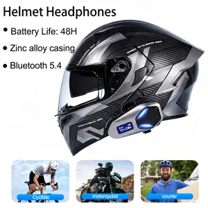 DVKIX 2026 new smart helmet earphones, one-click to turn on the voice assistant while riding, answer calls and play music, intelligent digital display, 25 hours of battery life, FM function, suitable for safe riding, as a gift