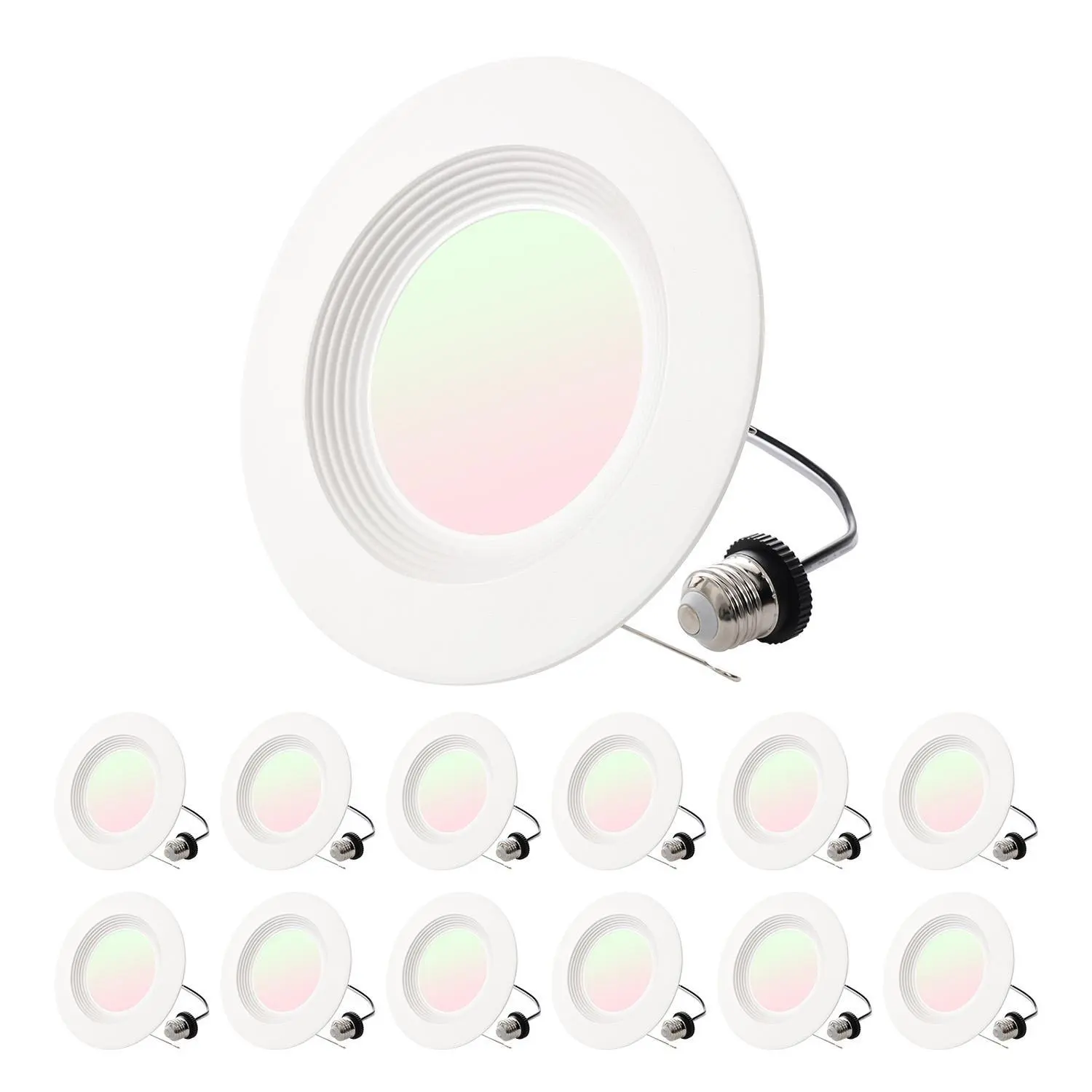 【Backtoschool】VEVOR 12 Pack LED Recessed Lighting 5/6 Inch Retrofit Can Lights 1050 LM 13W 120V Selectable 5CCT 2700K/3000K/3500K/4000K/5000K 10% to 100% Dimmable Compatible with E26 Base and TP24 Connector High Brightness Low Energy