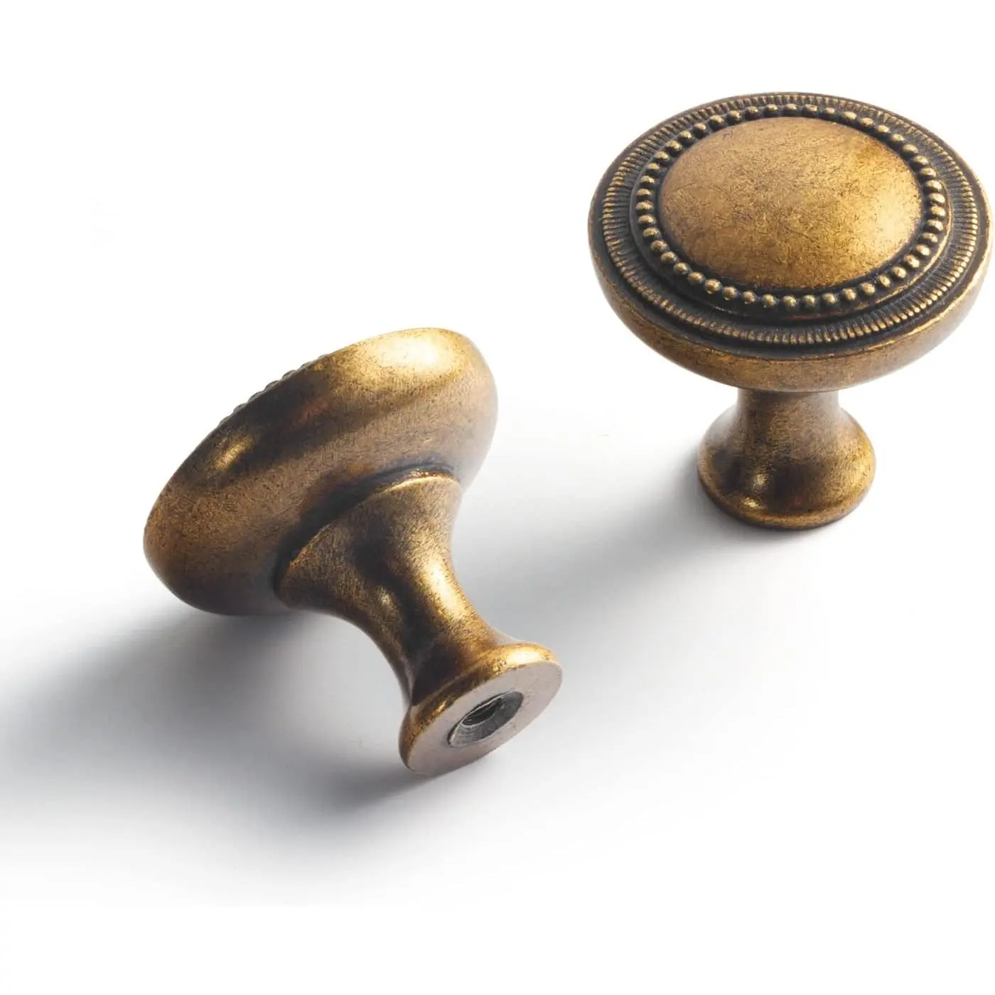 6 Pack Antique Brass Cabinet Drawer Knobs Kitchen Hardware -  Retro Single Hole Bar Handles Pull for Closet Wardrobe Dresser Cupboard, 066GT-DK