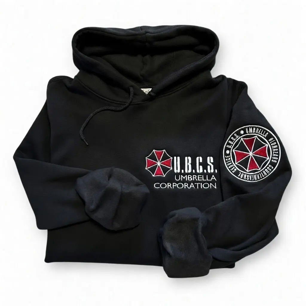 Women's Resident Evil UBCS Umbrella Double-Sided Embroidered Long-Sleeve Polyester Fitted Pullover Hoodie Sweatshirt, Comfortable Casual Plus-Size Top, Gamer Fan Birthday Gift, Embroidery