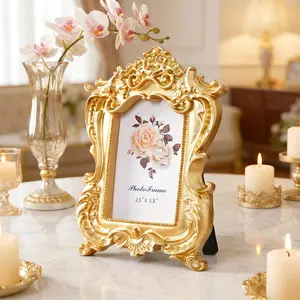 Mini Ornate Frame, Baroque Relief Design, Desktop Photo Frame for Bedroom, Study, Entryway, Living Room, Photography Props, Art Gallery Frame