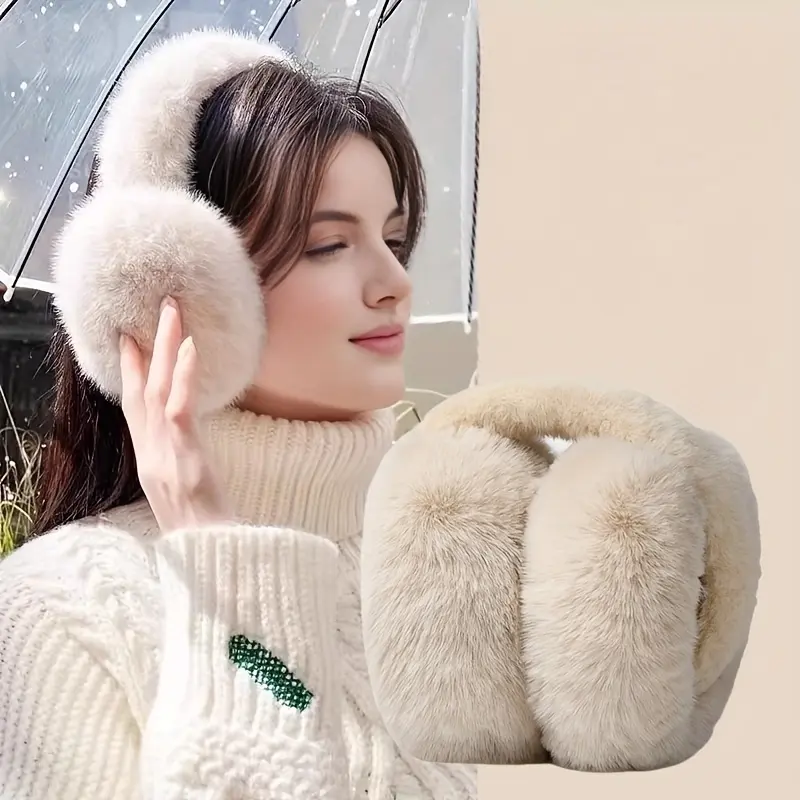 Women's Winter Ear Warmer, Super Warm Soft Foldable Headband, Ear Snood, Faux Fur Design, Lightweight Anti-Cold, Ideal Gift