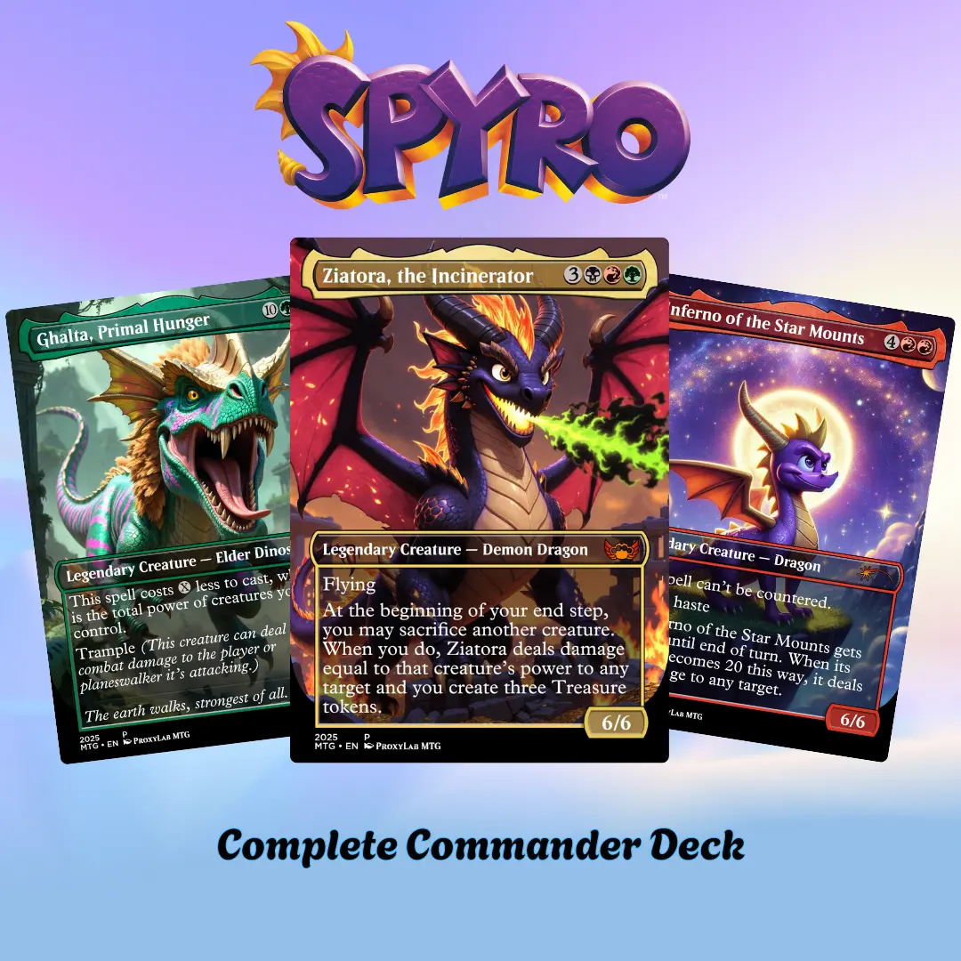 Proxy Commander Deck – Spyro the Dragon – Full 100 Card Deck – Ready to Play Dragon Commander – Cute Fantasy Art – Perfect Gift