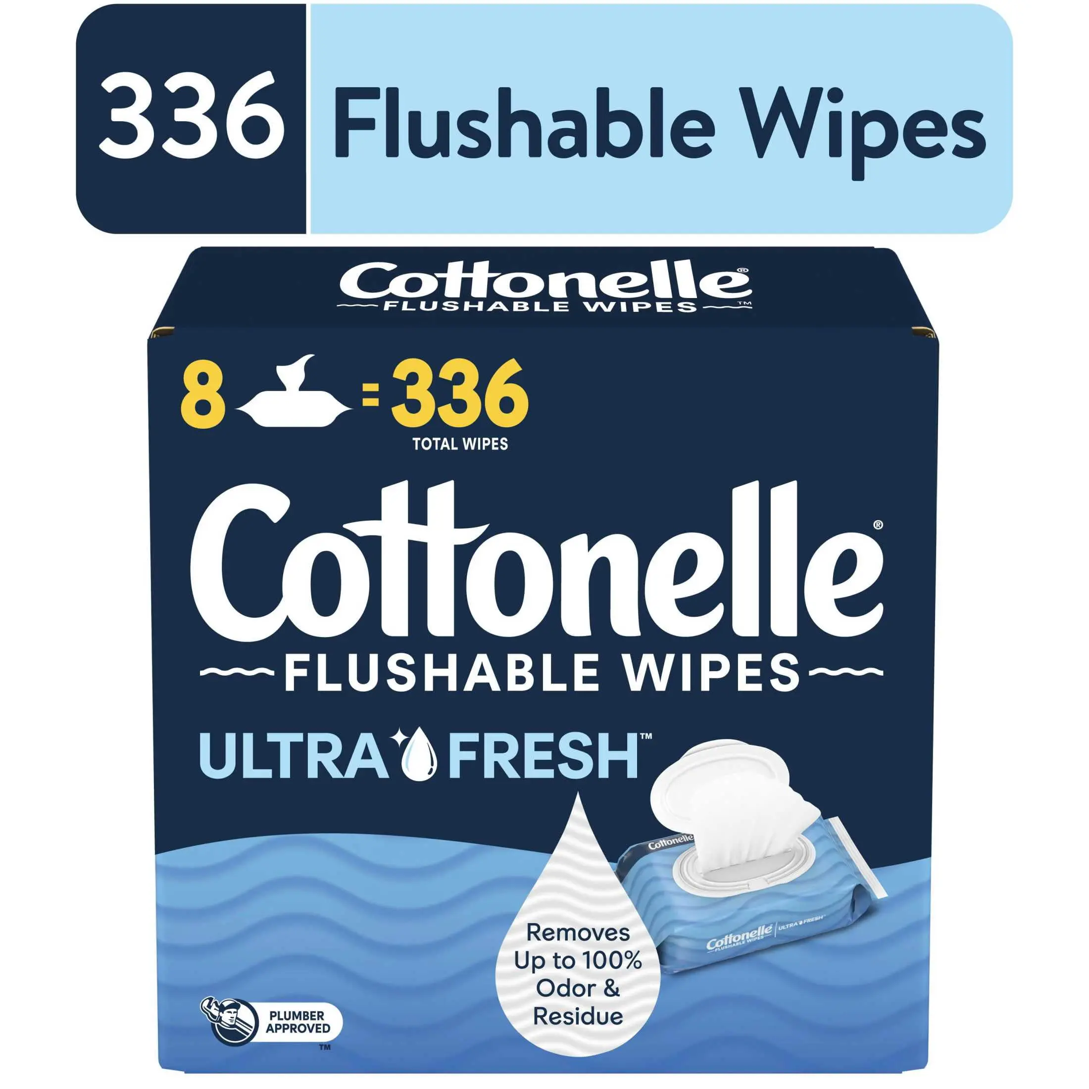 Cottonelle Ultra Fresh Flushable Wet Wipes, 8 Flip-Top Packs