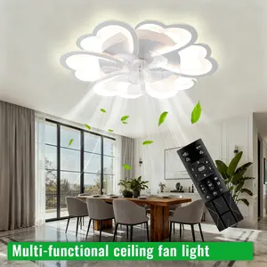 24" Black Low Profile Flush Mount Ceiling Fan with Lights and Remote Control, 6 Speeds, 3 Light Colors for Kitchen, Bedroom