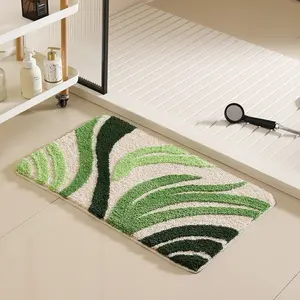 Vine-Pattern Bathroom Mat, Non-Slip Washable Water-Absorbent Soft Bath Mat, Fluffy Microfiber Rug for Floors Shower Trays Entrances