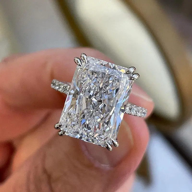 Maxine 4.5ct Radiant Cut Engagement Ring - 5A Cubic Zirconia Women's Promise Ring for Gf, Elegant Look 4.5ct Gem Jewelry, Ideal for Proposal, Wedding, with Optional Matching Earrings