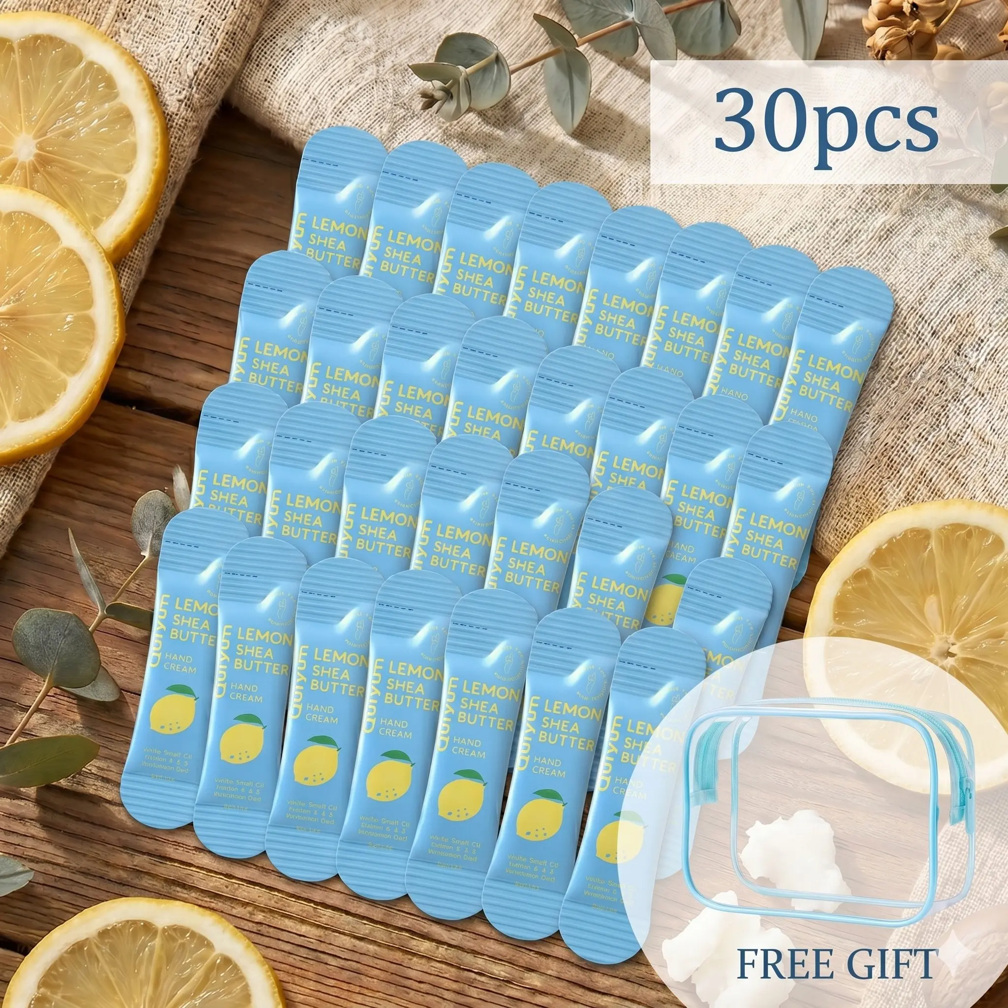 Travel Size Hand Lotion Sachets 30-Pack, Hand Moisturizer, Hydrating Hyaluronic Acid & Jojoba Oil Hand Care for Soft Smooth Skin,Non-Greasy Moisturizing Hand Lotion Pouches for Dry Skin, Fresh Lemon Scent