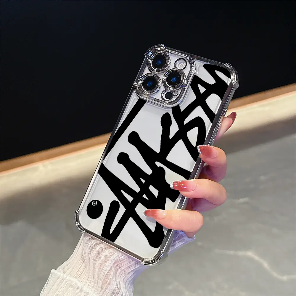 1 piece of street hip-hop graffiti pattern smartphone protective case, electroplated four-corner shockproof fashionable iPhone phone case Cover Accessories, suitable for iPhone 17 Pro Max, compatible with the entire iPhone 17-7 series of phone cases