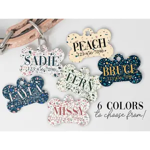 Boho Terrazzo Custom Dog Tags