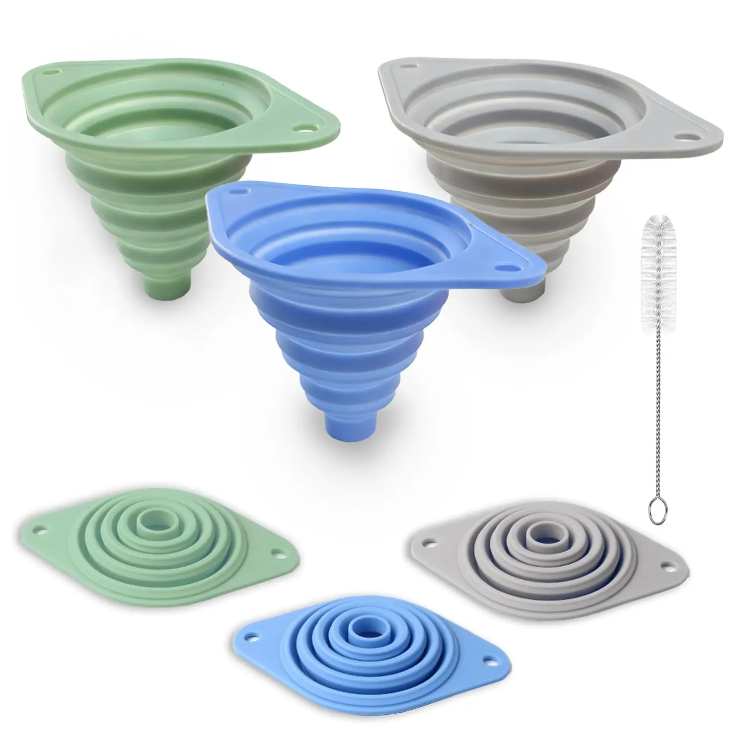 Kitchen Funnel Set 3 Pack, Collapsible Silicone Funnels for Filling Water Bottles & Small Bottles | Food-Grade, Easy Clean & Space-Saving (Mix Colors)