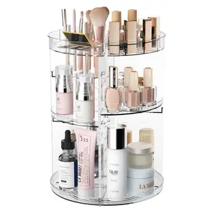 360 Rotating Makeup Organizer, Spinning Skincare Organizers with Slot Top, Cosmetics Storage Shelf with 8 Adjustable Layers, Revolving Perfume Organizer for Vanity Bathroom Countertop Bedroom