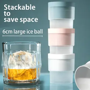 Ice Ball Molds - Set of 2, Round Ice Cube Molds, 2.5-Inch Spherical Ice Cubes for Whiskey, Cocktails, Bourbon Cocktail Ice Cube Mold Kitchen Utensils BPA-Free Trays with Lid Mini
