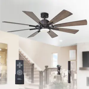 Parrot Uncle 60" Oretha Windmill Ceiling Fan 8 Blade LED Indoor Oil Rubbed Bronze with Remote & Light Kit Included for Living Rooms