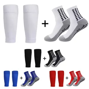 2026 2-Piece Sports Soccer Set: Anti-Slip Grip Socks + Anti-Abrasion Leg Sleeves, Breathable, Sweat-Absorbent, Durable for Outdoor Activities