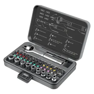 60-Tooth 180° Ratchet Screwdriver Set, 40-in-1 Magnetic Tool Kit with 28 S2 Bits 9 CR-V Sockets, Ergonomic Handle Portable Repair Tool for Electronics Computer Bike DIY Home