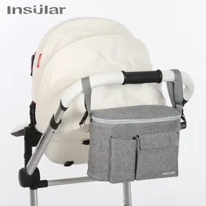 Waterproof Insulated Universal Baby Stroller Diaper Storage Bag, Mobile Phone Pocket, Essential Stroller Accessories for Parents, Travel
