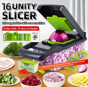 Multifunctional 16 in 1 Food Chopper, Kitchen Vegetable Slicer Dicer Cutter With 8 Blades, Onion Chopper Christmas, New Year gifts, gifts for mom
