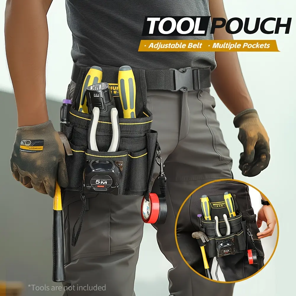 Tool belt set, including small tool bag, electrician and carpenter tool bag with belt clip, men's gardening tool bag, tool belt, tool kit, and tool bag, Tool Bag Organizer, Tool Pouch, Tool Storage