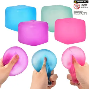 1/2 Counts Square Gel Ice Cube Squeeze Toy, Slow Bounce Stress-Relief Ball, Portable Office Stress Relief Toy, Perfect Party & Holiday Gift