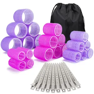 33 Piece Hair Rollers set, Self Grip Hair Rollers for Long Medium Short Hair,  Large Medium Hair Curler （22 Rollers + 10 Stainless steel Clip +1 Storage Bag）