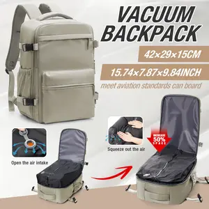 Vacuum-Sealed Travel Backpack with Pump, TSA Carry-On for Air Flights, Unisex Laptop Backpack, Weekender Duffel Compression Bag with Vacuum System personal item travel bag
