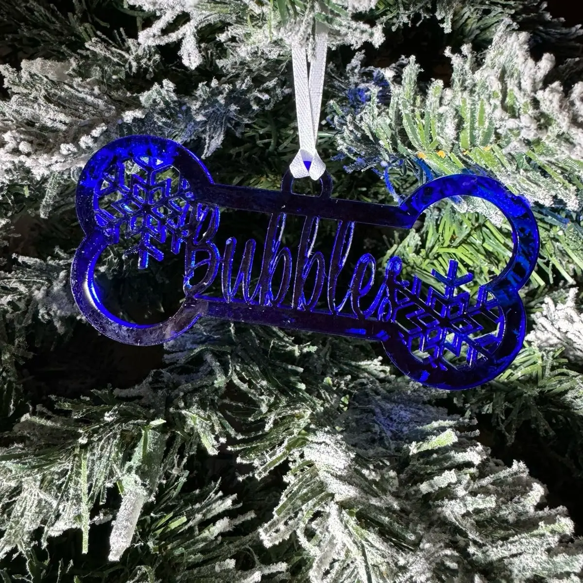 Dog Bone Christmas Ornament (Bubbles)