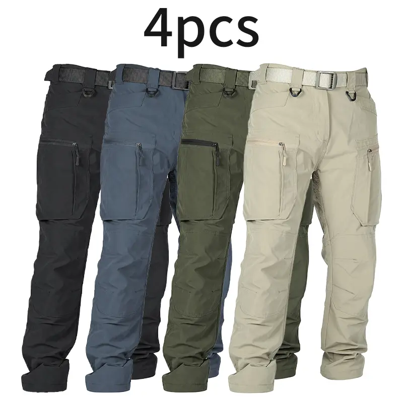 Homug Men’s 4-piece set, 230 g outdoor fishing work pants with multiple pockets and a multifunctional design — men’s anti-snag logging, hunting, and construction pants
